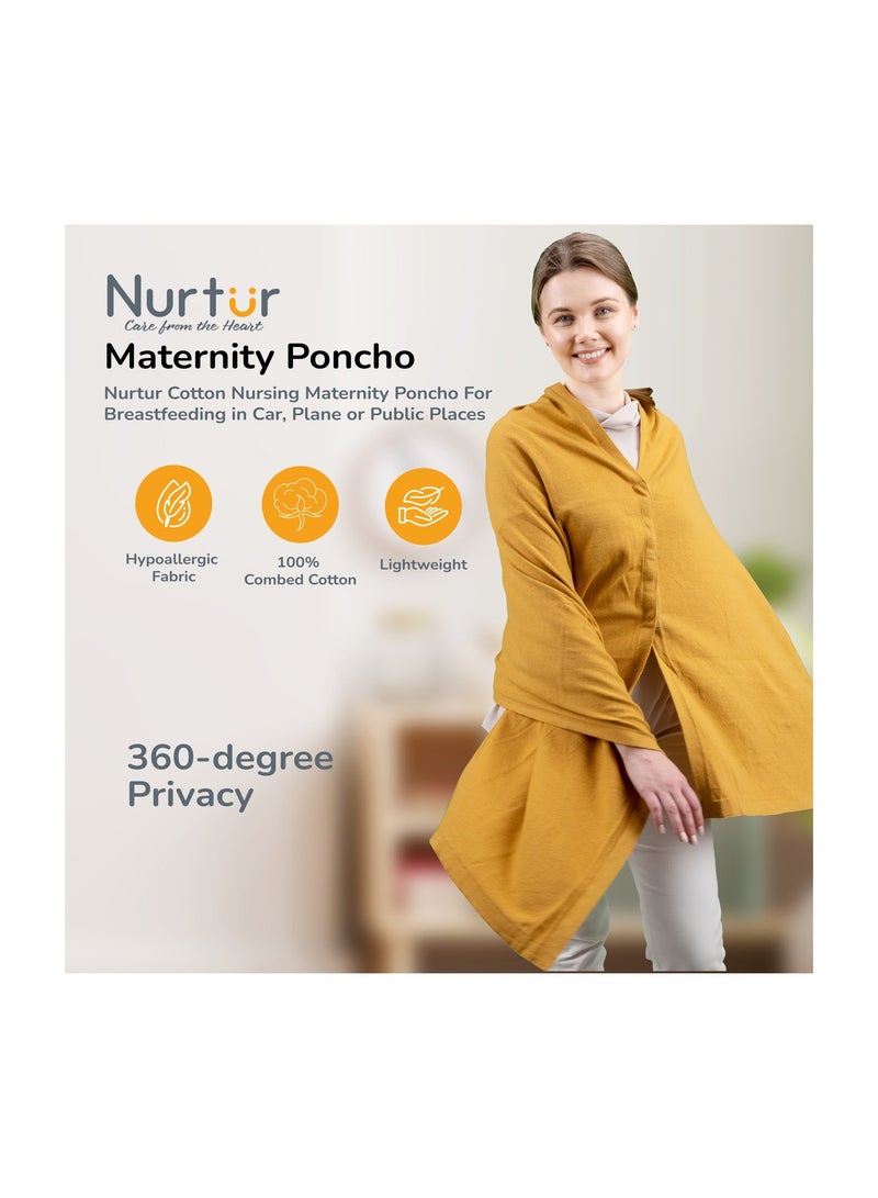 Nurtur Cotton Nursing Maternity Poncho For Breastfeeding in Car Plane or Public Places Light and Breathable Cotton Fabric 100% Privacy Universal Fit Golden Orange Official Product - Image 2