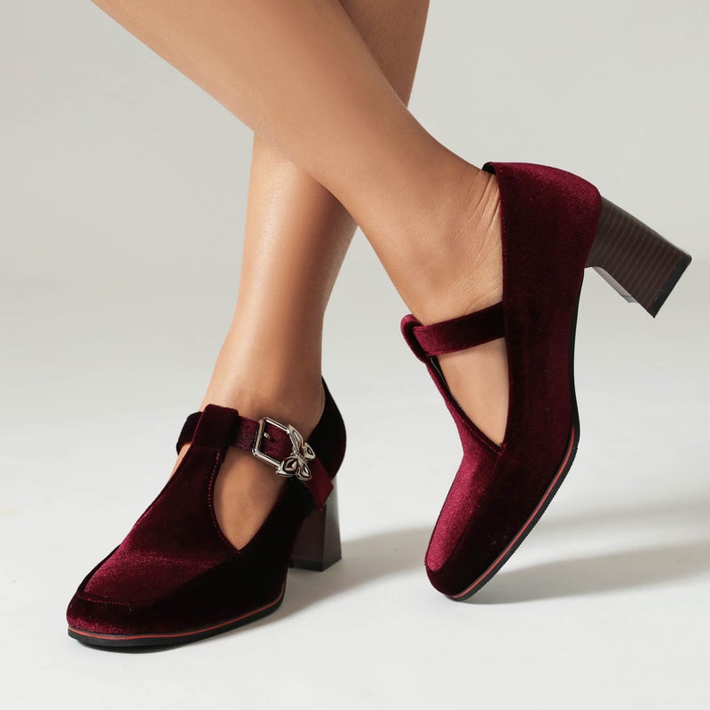 Style Spring 2024 Fashion High-Heeled Women'S Shoes 40-43 Plus Size T-Buckle Shallow Suede Single Shoes - Image 2