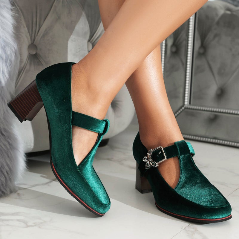 Style Spring 2024 Fashion High-Heeled Women'S Shoes 40-43 Plus Size T-Buckle Shallow Suede Single Shoes - Image 3