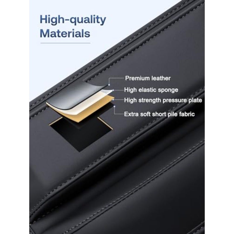Universal Fit Car Gap Filler Premium Leather Car Seat Gap Filler Organizer Car Organizer Accessories for Women Men Car Essentials for SUV Truck Black 1 Pack - Image 4