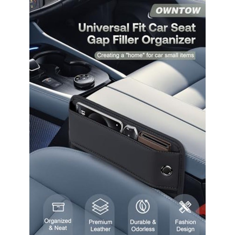 Universal Fit Car Gap Filler Premium Leather Car Seat Gap Filler Organizer Car Organizer Accessories for Women Men Car Essentials for SUV Truck Black 1 Pack - Image 2