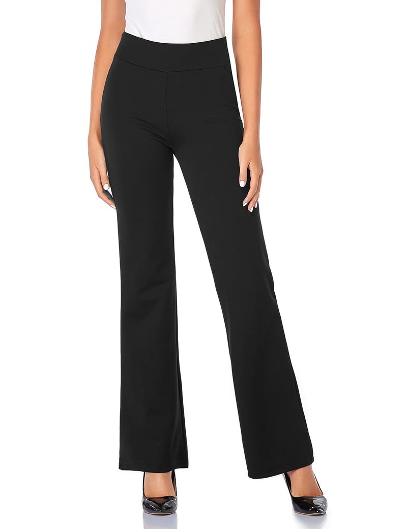Tapata Women's 34'' High Waist Stretchy Bootcut Dress Pants Tall, Petite, Regular for Office Business Casual Black,M - Image 2