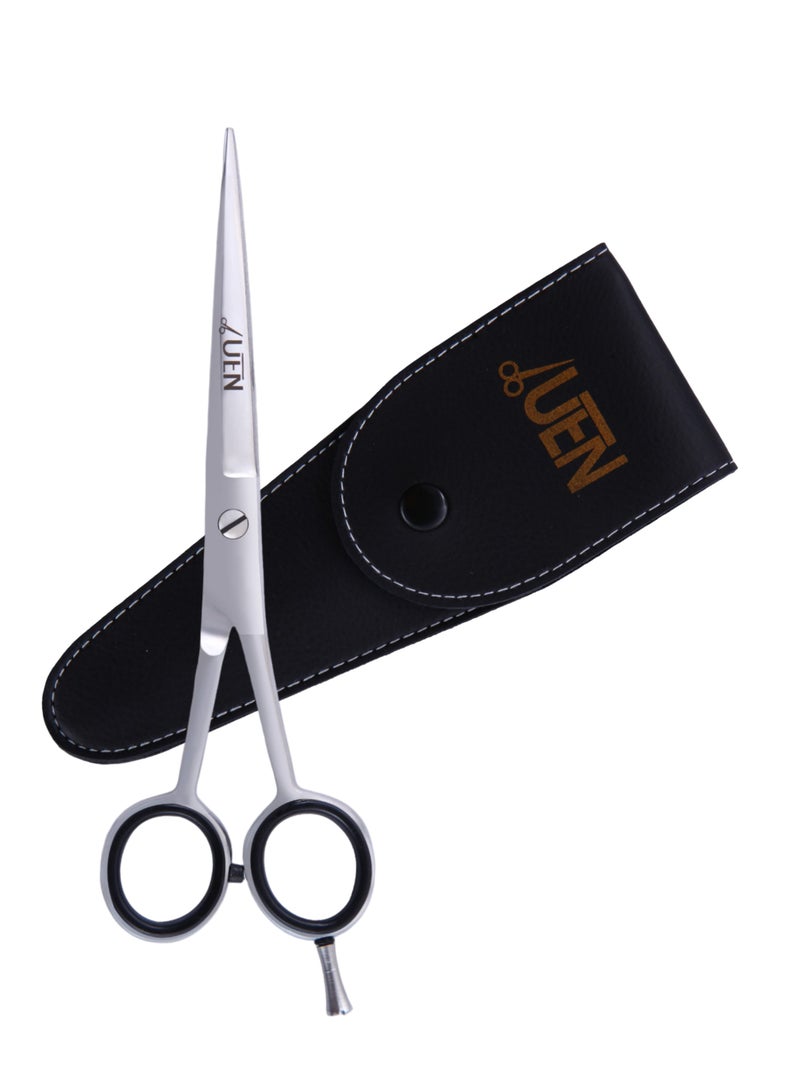 UEN Professional Hair Cutting Scissors Stainless Steel Razor Edge, Haircut - Salon/Home Grooming Shears for Men Women Children & Adults - Barber Hairdressing, Silver - Image 1