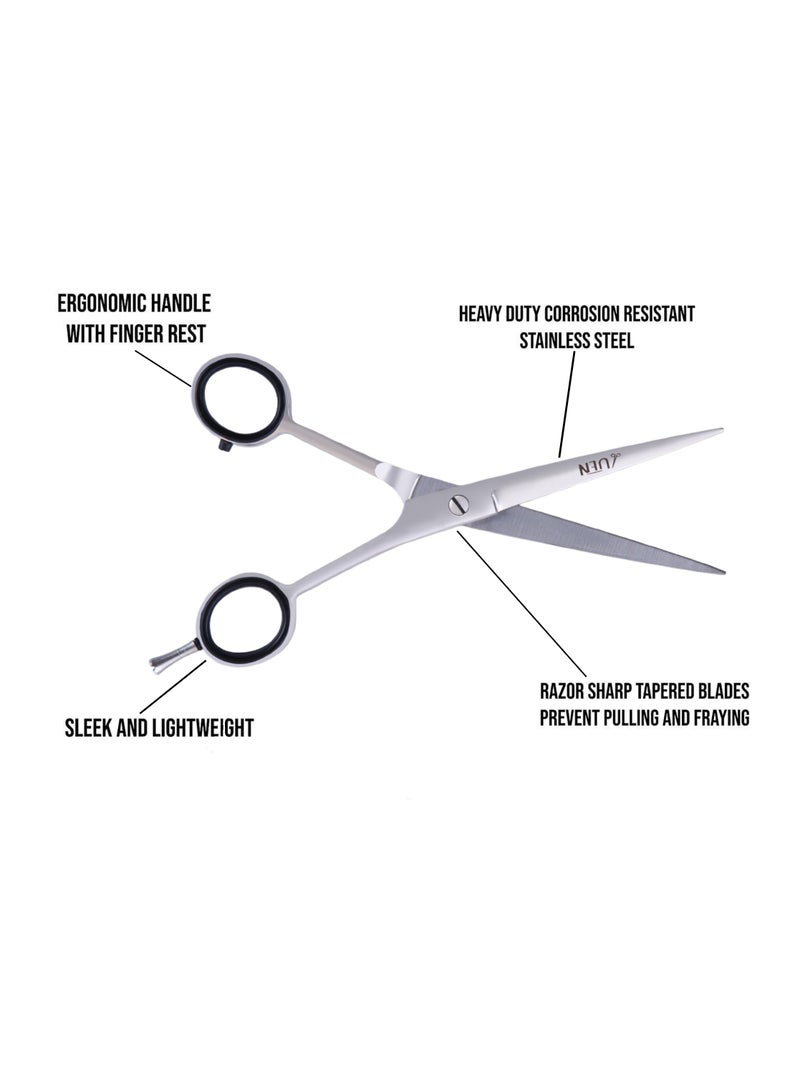 UEN Professional Hair Cutting Scissors Stainless Steel Razor Edge, Haircut - Salon/Home Grooming Shears for Men Women Children & Adults - Barber Hairdressing, Silver - Image 3