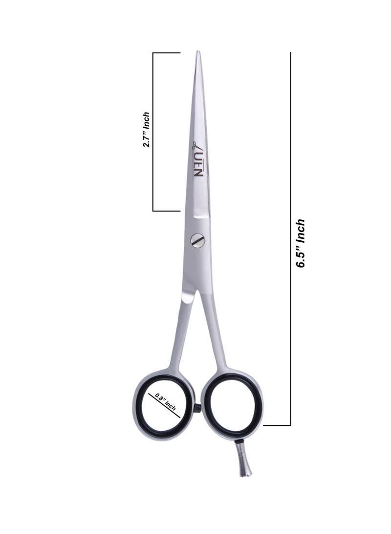 UEN Professional Hair Cutting Scissors Stainless Steel Razor Edge, Haircut - Salon/Home Grooming Shears for Men Women Children & Adults - Barber Hairdressing, Silver - Image 2