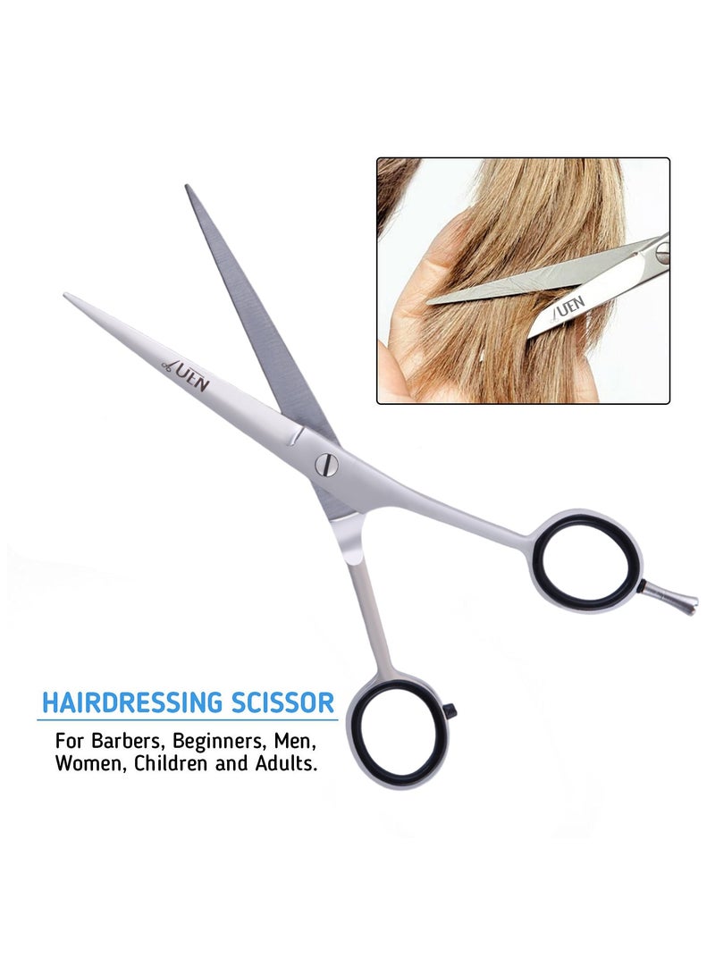 UEN Professional Hair Cutting Scissors Stainless Steel Razor Edge, Haircut - Salon/Home Grooming Shears for Men Women Children & Adults - Barber Hairdressing, Silver - Image 4
