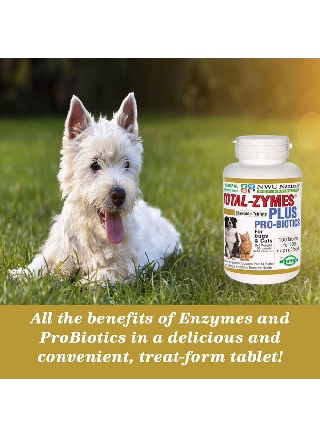 NWC Naturals Total-Zymes PLUS Vegetarian Digestive Enzymes for Dogs & Cats, Supports a Healthy Digestive Tract & Immune System, Advanced Probiotics & Prebiotics- 100 Chewable Tablets by NWC Naturals - Image 4