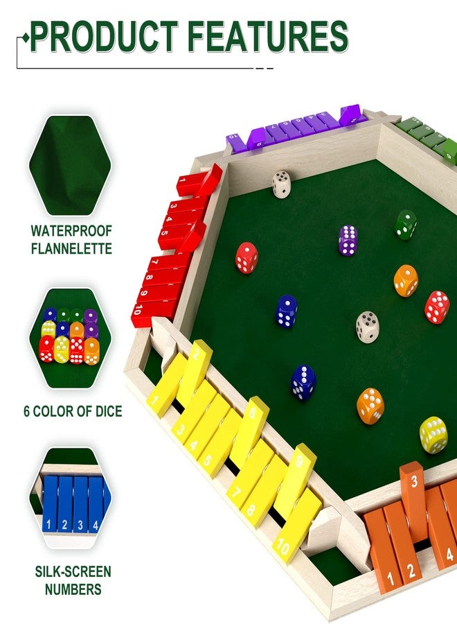 Nicecho 1-6 Players Shut The Box Dice Game, Wooden Board Table Math Game with 16 Dice, Classics Tabletop Version Games for Kids Adults, Family,Classroom,Home,Party or Pub - Image 3