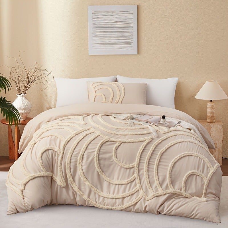 2pcs/3pcs Tufted Nordic Bohemian Style Bedding, Modern Minimalist Soft and Comfortable Bedding, Duvet Cover Set with Zipper (Includes 1 Duvet Cover and 1 Pillowcase/2 Pillowcases). Available in Multiple Colors and Sizes, a Suitable Gift for Family - Image 1