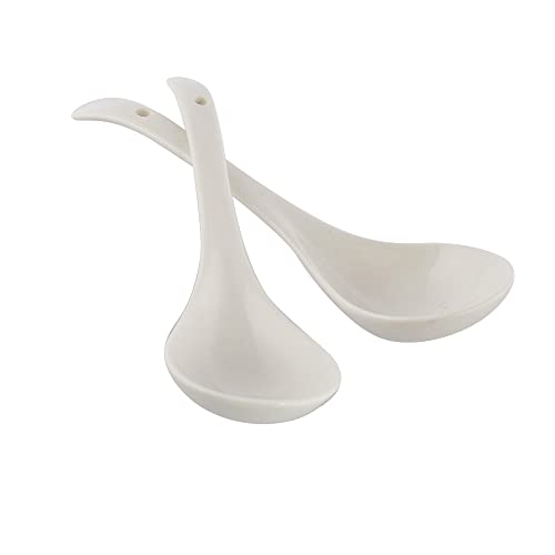 TAGROCK Ceramic Large Serving Spoon Ladle Set Microwave Oven Dishwasher Safe - 9" inch, Pack of 2 (White) - Image 1