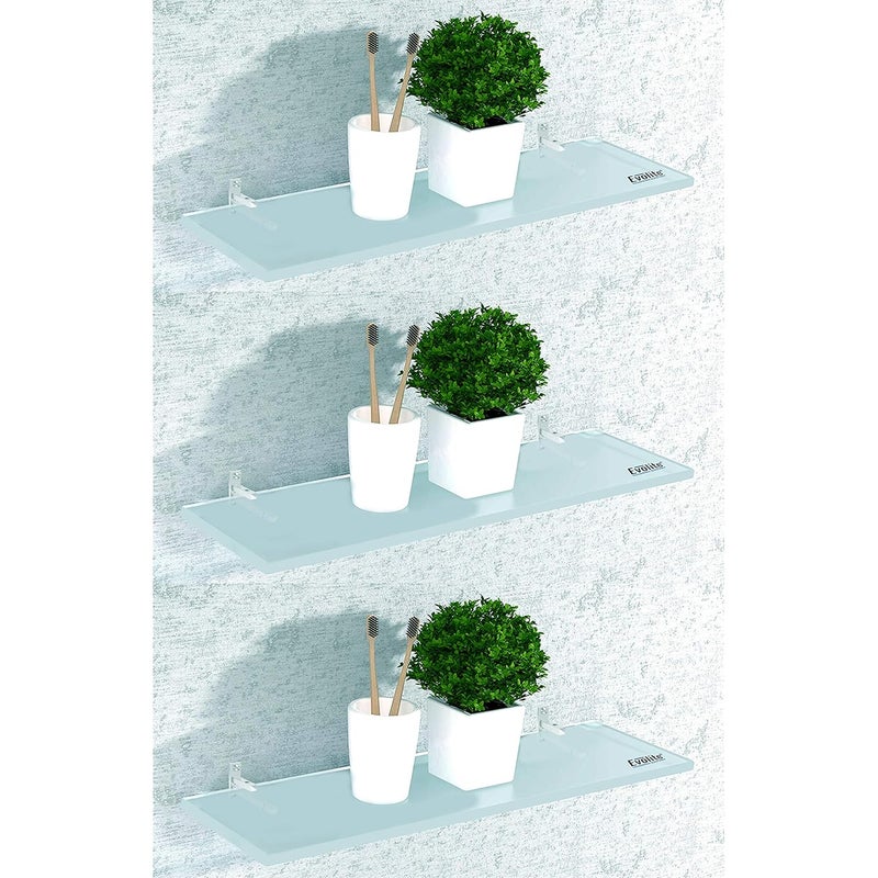 Evolite Tempered glass shelf for wal Living Room Corner and Rectangle Stand for Bathroom Racks Shelves Storage Shelf Wall Mounted Corner with Fitted Brackets 5 x 15 inchPack of 3 - Image 1