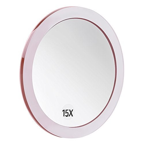 Santoo 15X Magnifying Mirror - with 3 Mounting Suction Cups - Used for Precise Makeup - Eyebrows/Tweezing - Blackhead/Blemish Removal - Bathroom/Travel Makeup Mirror - 6 Inch Round (Rose Gold) - Image 5
