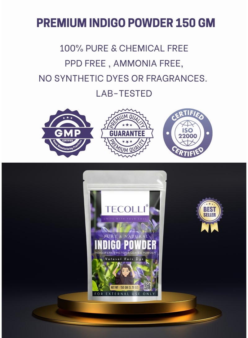 TECOLLI Tecolli® Indigo Leaves Powder (150 Grams) Natural Hair Colour | No Added Colour Or Preservatives  - Image 2