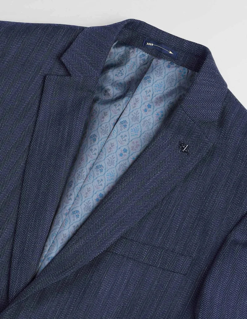 Arrow Navy Self Design Chevron Tailored Fit Blazer for Men | Best Price UAE