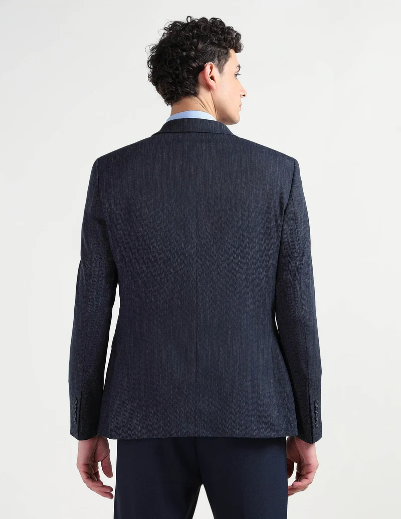 Arrow Navy Self Design Chevron Tailored Fit Blazer for Men | Best Price UAE