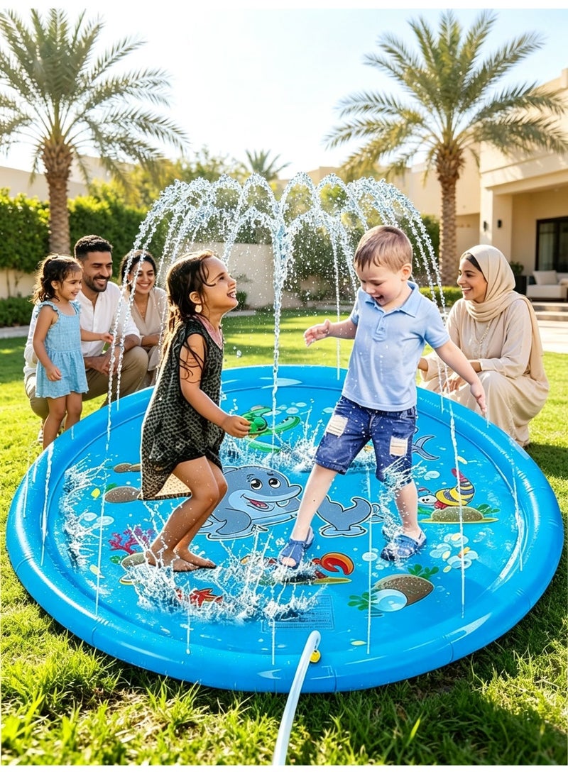 جايزهو 100 سنتيمتر الاطفال الرش سبلاش الوسادة ، نفخ المياه تلعب حصيرة ، الصيف في الهواء الطلق رذاذ لعبة للأطفال الصغار ، الاطفال والحيوانات الأليفة - Image 2