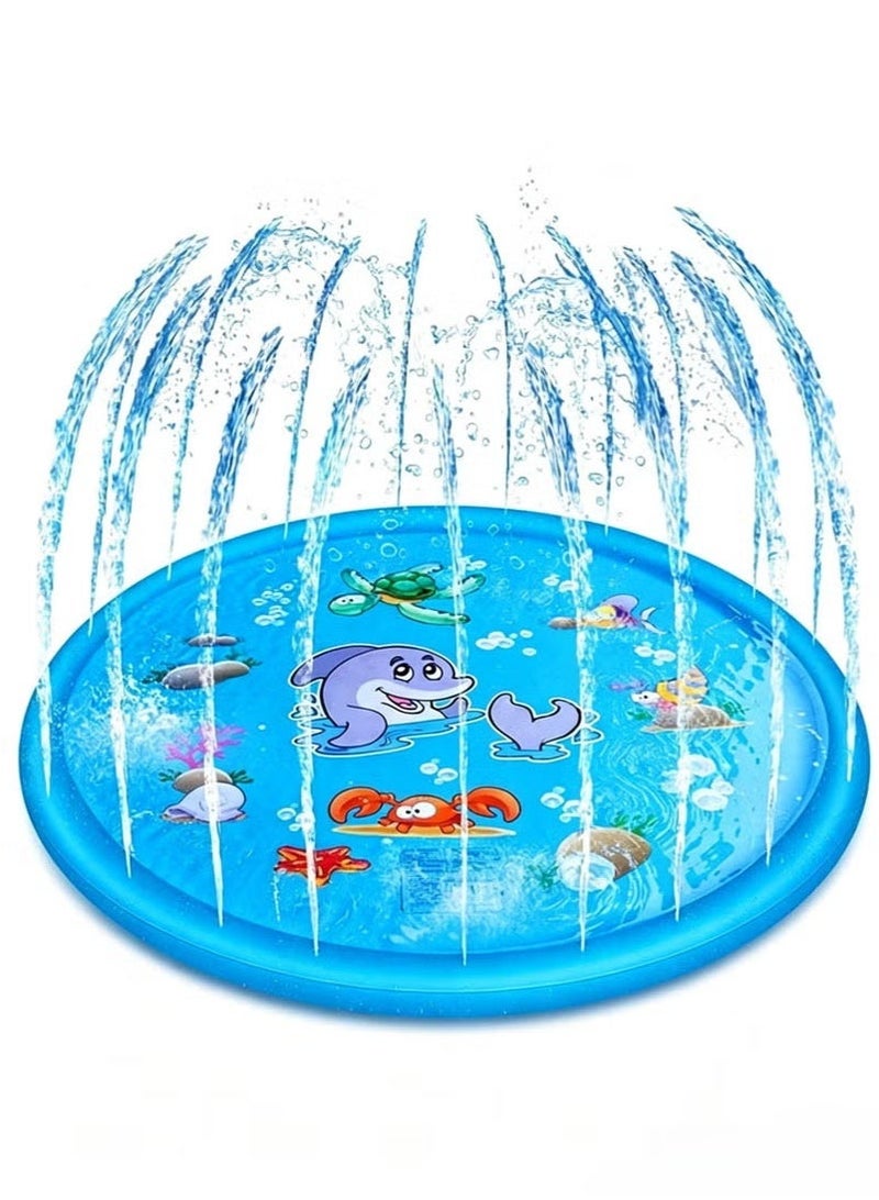 GZYIZHOU 100cm Kids Splash Pad, Toddler Water Sprinkler Play Mat, BPA Free PVC Outdoor Backyard Summer Water Toy for Toddlers and Pets - Image 2
