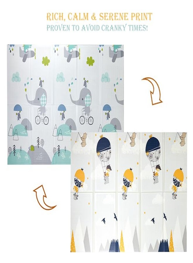 TARKAN Extra Large Reversible Baby Play Mat, BIS Safety Certified, BPA Free Foldable Foam Crawling Mat (6.5x5 ft, 6mm Thickness) Elephant - Parachute - Image 2