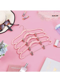 Red Dot Gift 20-Pack Pink Non-Slip Velvet Hangers and Rose Golden Clip 42.5cm/16.8 Inch - 360 Degree Rotatable Hook - Durable Slim - for Coat and Pant Hangers  - Image 2