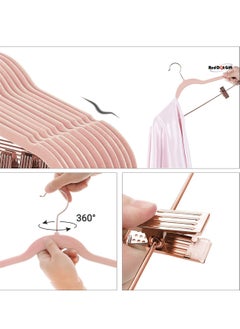 Red Dot Gift 20-Pack Pink Non-Slip Velvet Hangers and Rose Golden Clip 42.5cm/16.8 Inch - 360 Degree Rotatable Hook - Durable Slim - for Coat and Pant Hangers  - Image 3