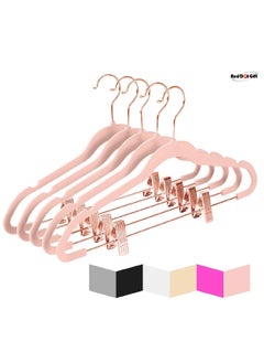 Red Dot Gift 20-Pack Pink Non-Slip Velvet Hangers and Rose Golden Clip 42.5cm/16.8 Inch - 360 Degree Rotatable Hook - Durable Slim - for Coat and Pant Hangers  - Image 1