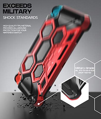 Mumba Protective Case for Nintendo Switch, [Battle Series] Heavy Duty Grip Cover for Nintendo Switch Console with Comfort Padded Hand Grips and Kickstand (Red) - Image 3