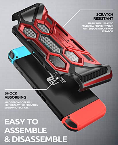 Mumba Protective Case for Nintendo Switch, [Battle Series] Heavy Duty Grip Cover for Nintendo Switch Console with Comfort Padded Hand Grips and Kickstand (Red) - Image 2