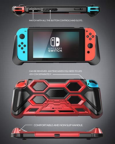 Mumba Protective Case for Nintendo Switch, [Battle Series] Heavy Duty Grip Cover for Nintendo Switch Console with Comfort Padded Hand Grips and Kickstand (Red) - Image 5