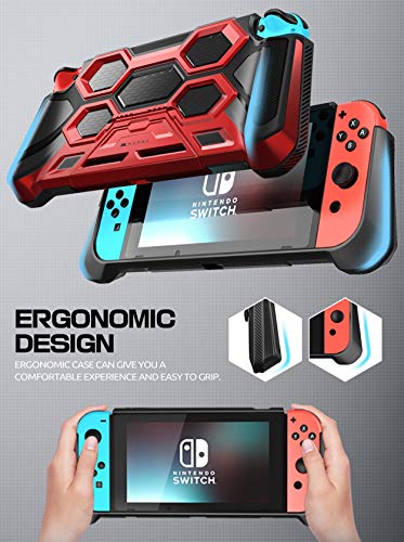 Mumba Protective Case for Nintendo Switch, [Battle Series] Heavy Duty Grip Cover for Nintendo Switch Console with Comfort Padded Hand Grips and Kickstand (Red) - Image 4