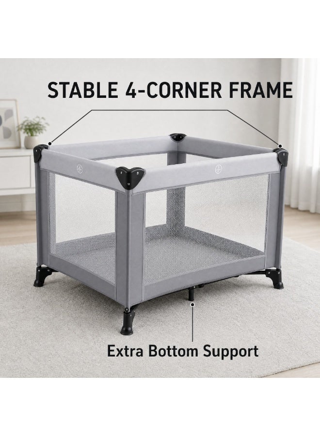 Gogoya Baby Travel Crib Playpen, with 4 Mesh Side Windows,Breathable Foldable Sleeping & Playing Cot Crib,Grey - Image 4