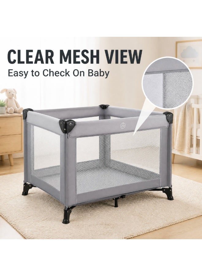 Gogoya Baby Travel Crib Playpen, with 4 Mesh Side Windows,Breathable Foldable Sleeping & Playing Cot Crib,Grey - Image 5