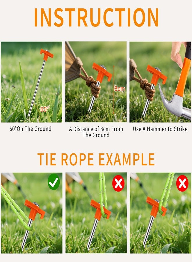 Zmpkhba 8 Pack Tent Stakes, Galvanized Non-Rust Camping Tent Pegs, 7.1 Inch Heavy Duty Ground Stakes Canopy Anchors - Orange Hiking (8, Orange) - Image 4