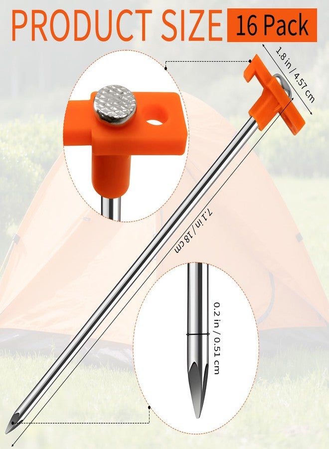 Zmpkhba 8 Pack Tent Stakes, Galvanized Non-Rust Camping Tent Pegs, 7.1 Inch Heavy Duty Ground Stakes Canopy Anchors - Orange Hiking (8, Orange) - Image 2
