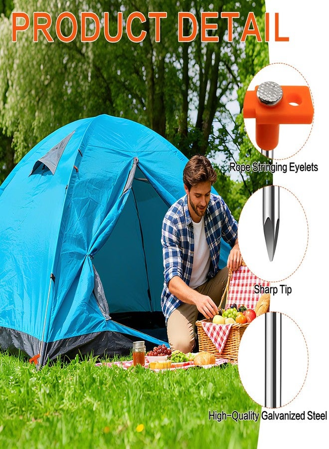 Zmpkhba 8 Pack Tent Stakes, Galvanized Non-Rust Camping Tent Pegs, 7.1 Inch Heavy Duty Ground Stakes Canopy Anchors - Orange Hiking (8, Orange) - Image 3