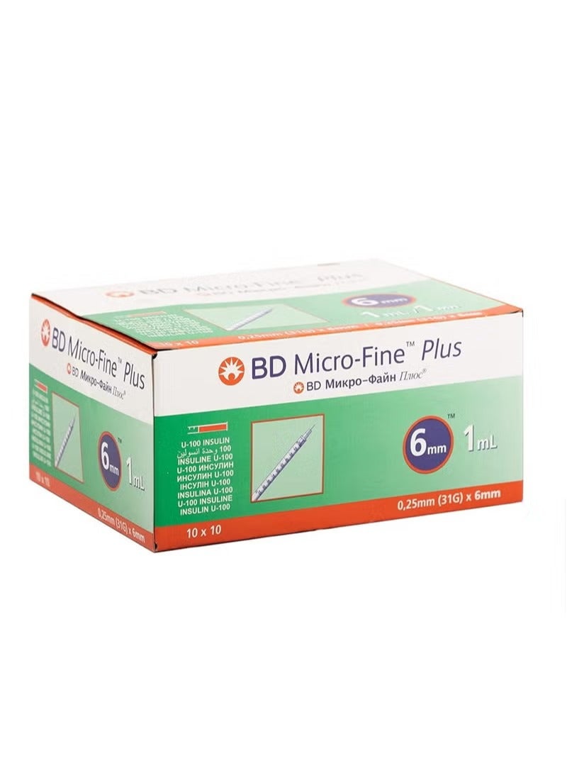 BD Micro-Fine Plus Insulin 1ml Syringe 31Gx6mm 100pcs - Image 1