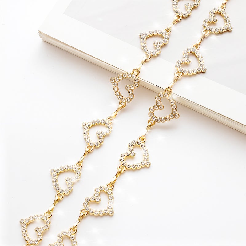 HANNEA® Waist Chains for Women Gold Rhinestone Hearts Waist Belts Adjustable Chain Belt for Women Dresses, Jeans, Skirts, Beach Outfits - Image 4