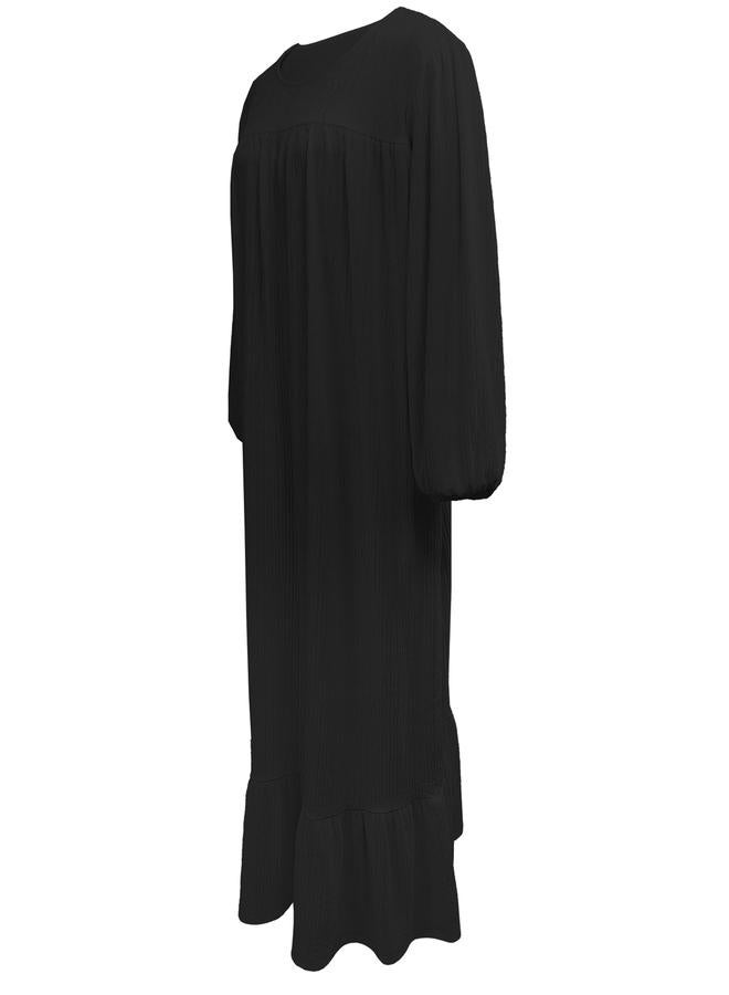 Take Two Women Black Textured Cuffed Sleeves Jalabiya - Image 5