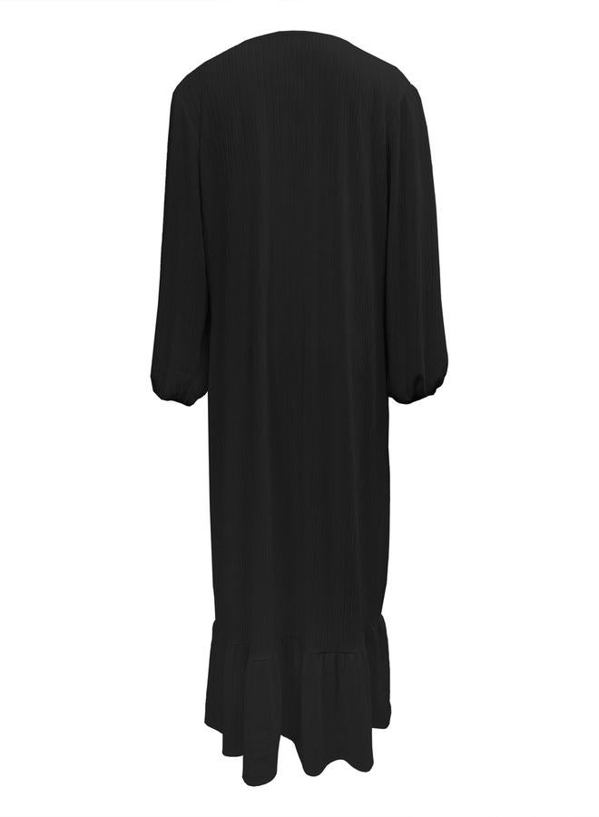 Take Two Women Black Textured Cuffed Sleeves Jalabiya - Image 4