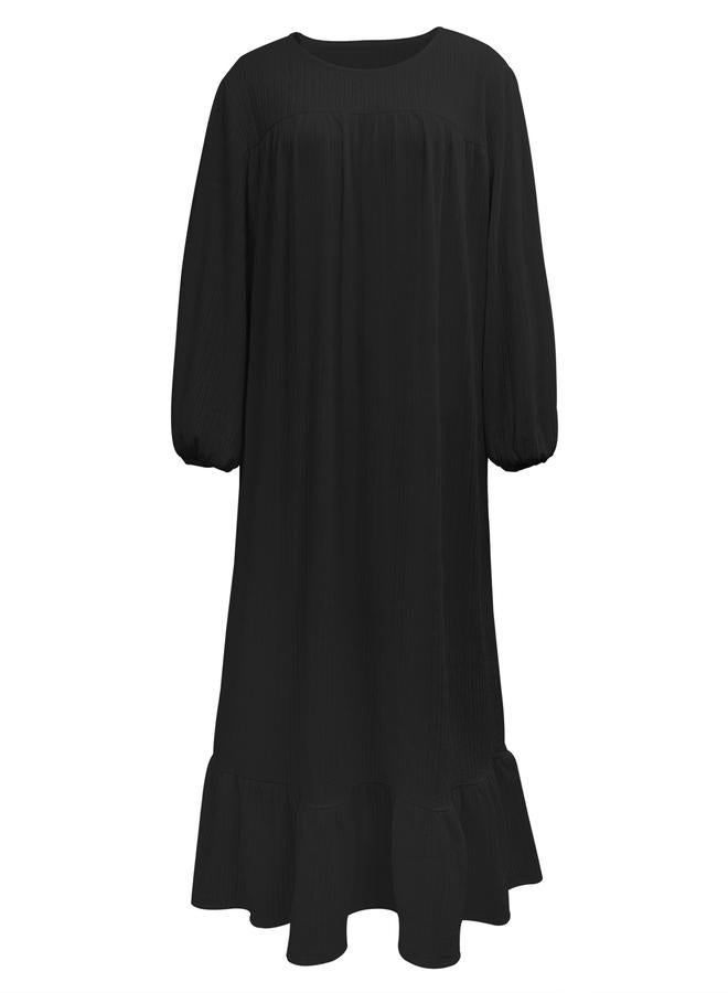 Take Two Women Black Textured Cuffed Sleeves Jalabiya - Image 3
