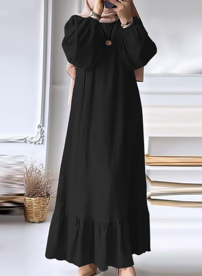 Take Two Women Black Textured Cuffed Sleeves Jalabiya - Image 2