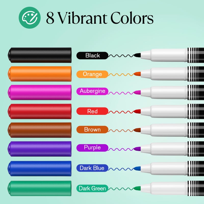 MaxGear Dry Erase Markers, Ultra Fine Dry Erase Markers, Ultra Fine Tip Dry Erase Markers, Extra Ultra Fine Point Dry Erase Markers, Ultra Fine Tip Markers, Color Dry Erase Markers for Office, 8 Count - Image 2