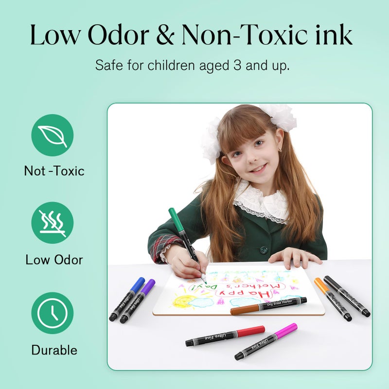 MaxGear Dry Erase Markers, Ultra Fine Dry Erase Markers, Ultra Fine Tip Dry Erase Markers, Extra Ultra Fine Point Dry Erase Markers, Ultra Fine Tip Markers, Color Dry Erase Markers for Office, 8 Count - Image 5