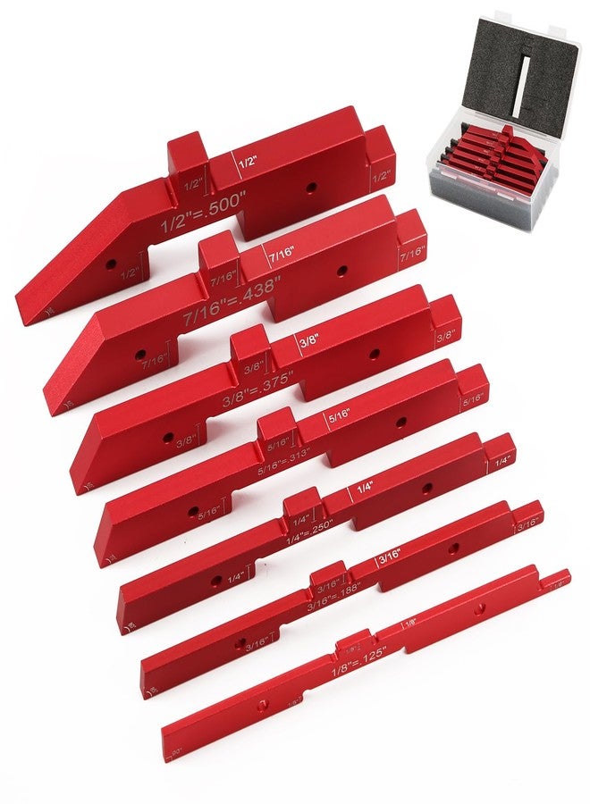KINBOM 7pcs Precision Setup Blocks, Router Table Setup Bars, Aluminum Setup Blocks Height Gauge Set for Router Table Saw Accessories and Angle Woodworking Set Up(Red) - Image 1
