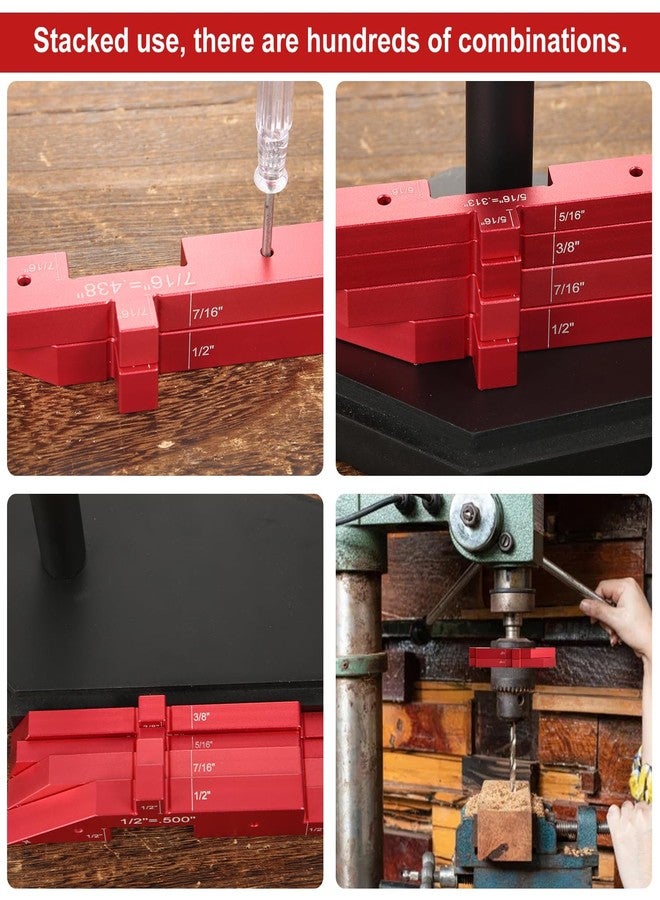 KINBOM 7pcs Precision Setup Blocks, Router Table Setup Bars, Aluminum Setup Blocks Height Gauge Set for Router Table Saw Accessories and Angle Woodworking Set Up(Red) - Image 5