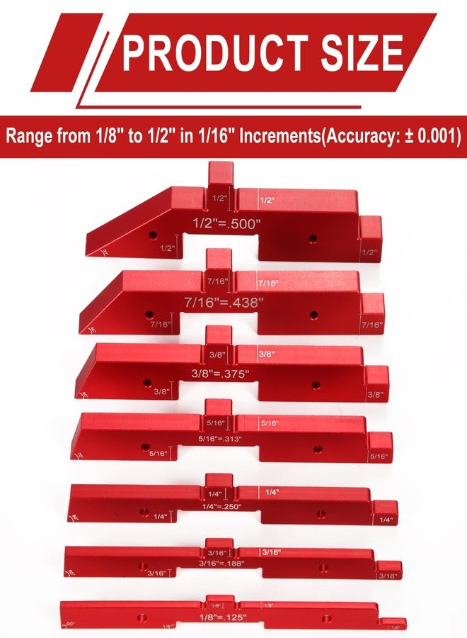 KINBOM 7pcs Precision Setup Blocks, Router Table Setup Bars, Aluminum Setup Blocks Height Gauge Set for Router Table Saw Accessories and Angle Woodworking Set Up(Red) - Image 2