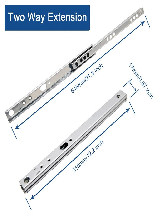 Suiwotin 12 Inch Drawer Slides, Metal Drawer Slide, Small Drawer Rails, Ball Bearing Two Way Slide Track Rail, Pack of 12 (0.7" Wide) - Image 2