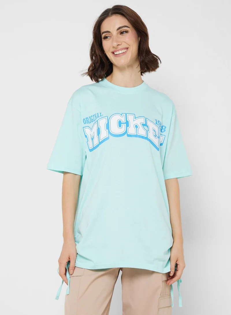 ديزني Mickey Cropped Front & Back Print T-Shirt