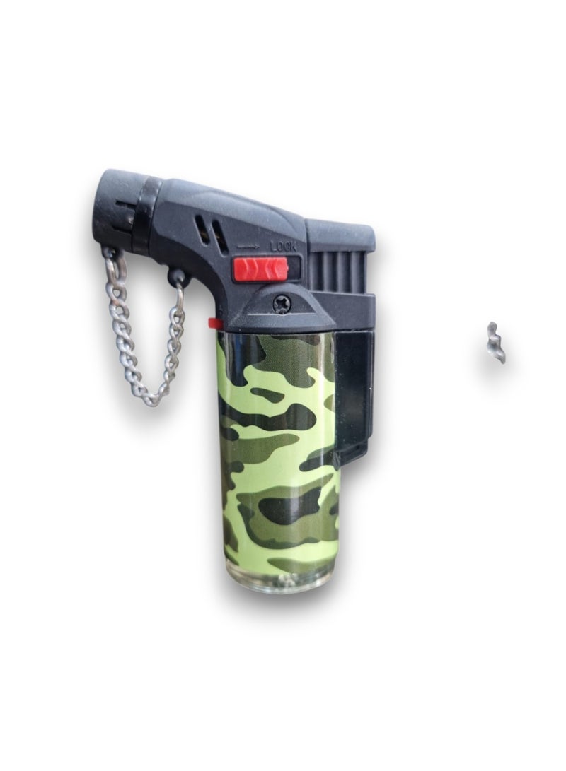 PowerMax 3 Piece Camouflage Jet Flame Lighter Portable Mini Torch Lighters Refillable With Chain For Keychains - Image 2