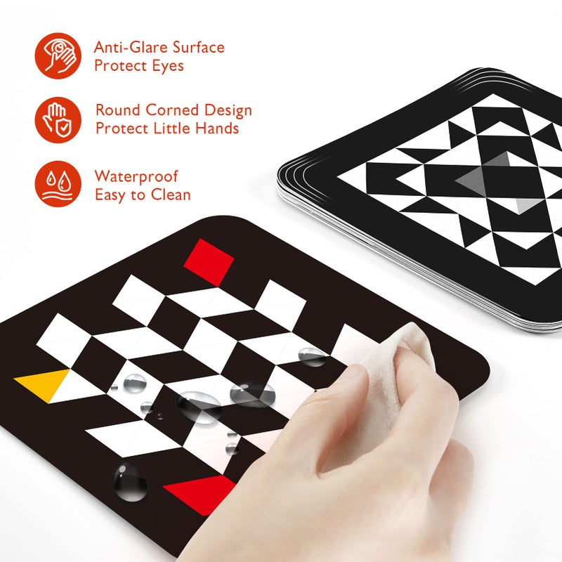 hahaland High Contrast Baby Flashcards - Black and White Infant Cards 0-6 Months Tummy Time 0-3-6 Months Montessori Sensory Cards 20 PCs 6''Ã—6'' Newborn Brain Visual Stimulation Babies Boy Gifts - Image 5