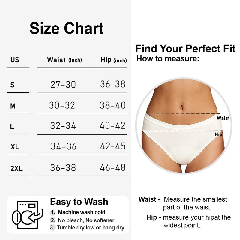 Battewa Leak Proof Underwear for Women Incontinence Underwear Teens Ladies Cotton Leakproof Panties Bikini Absorbent 40ml,3Pack (3Color,Medium) - Image 4